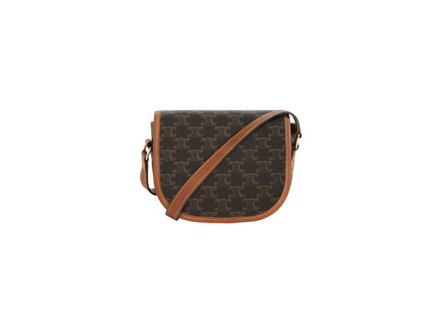 Celine Celine Medium Folco Bag In Triomphe Canvas And Calfskin With Gold Finishing Tan - view 3