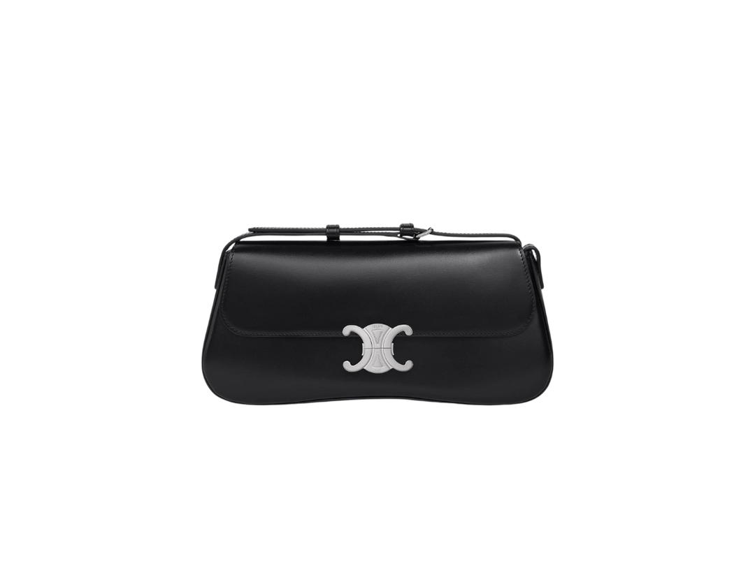 Celine Celine Medium Lola Bag In Shiny Calfskin With Silver Finishing Black