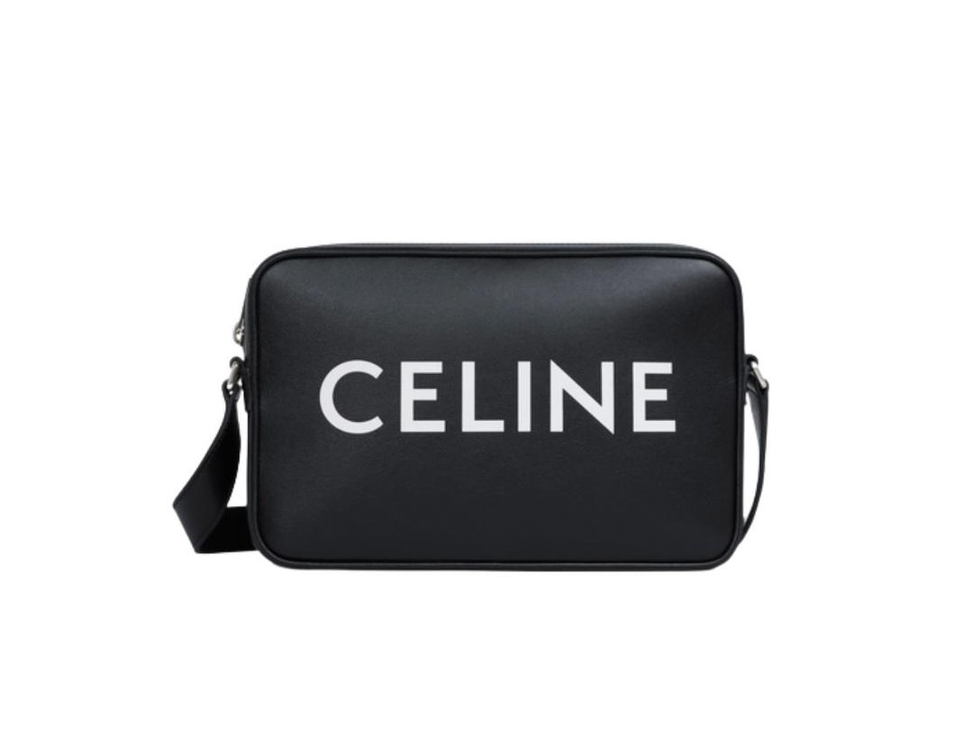 Celine Celine Medium Messenger Bag in Smooth Calfskin with Celine Print Black