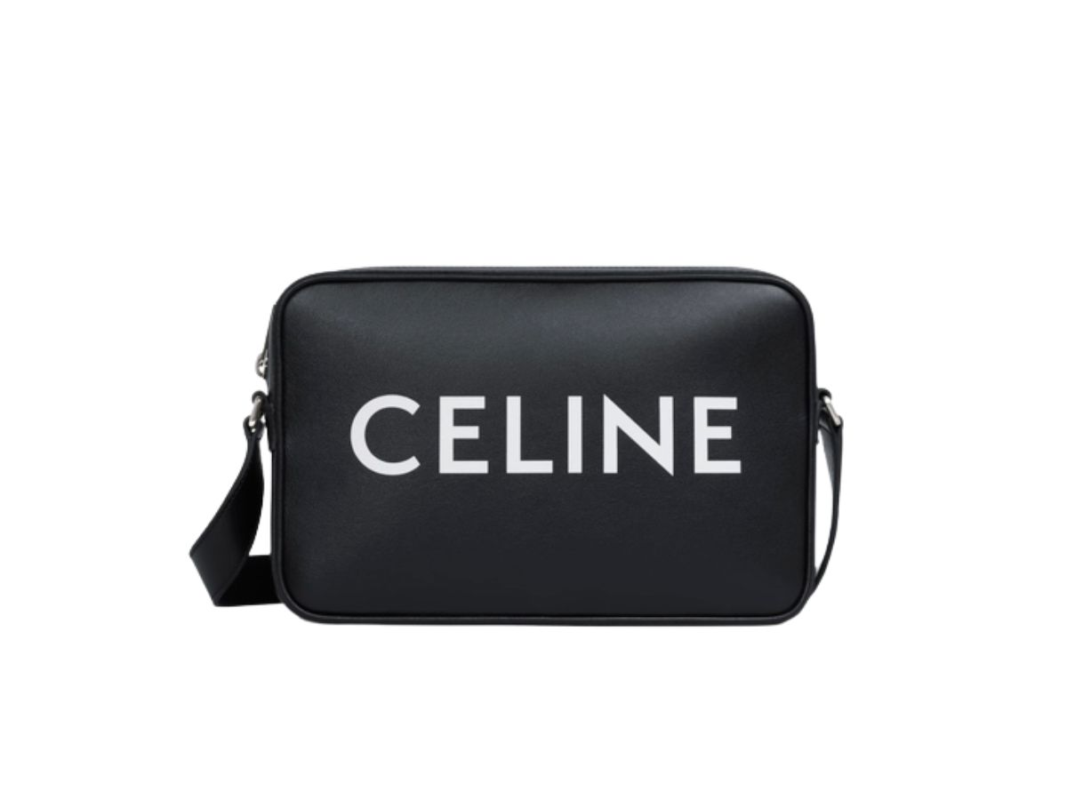 Celine Celine Medium Messenger Bag in Smooth Calfskin with Celine Print Black