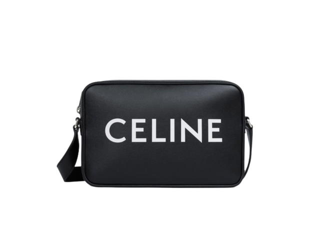 Celine Celine Medium Messenger Bag in Smooth Calfskin with Celine Print Black - view 1