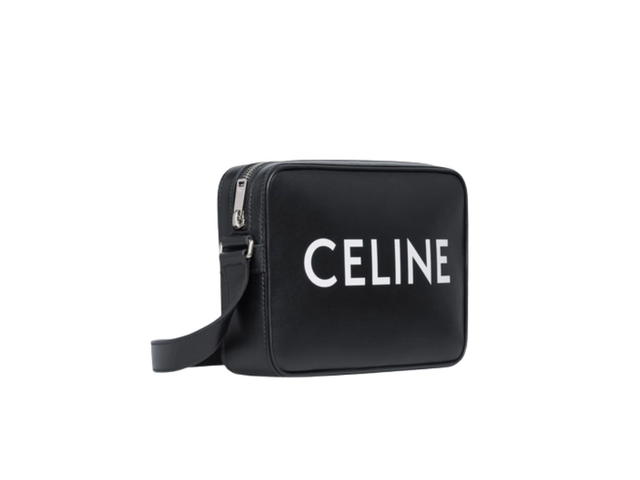 Celine Celine Medium Messenger Bag in Smooth Calfskin with Celine Print Black - view 2