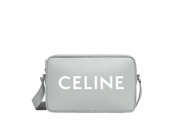 Celine Celine Medium Messenger Bag in Smooth Calfskin with Celine Print Pale Grey - view 1
