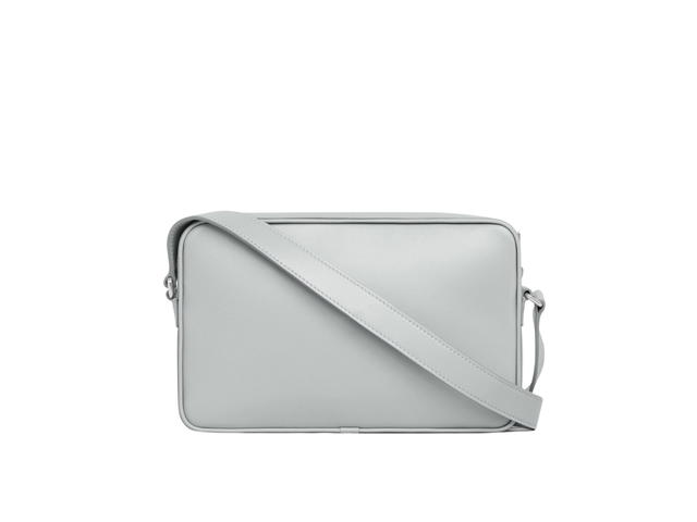 Celine Celine Medium Messenger Bag in Smooth Calfskin with Celine Print Pale Grey - view 2