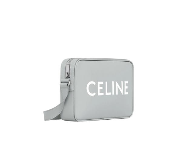 Celine Celine Medium Messenger Bag in Smooth Calfskin with Celine Print Pale Grey - view 3