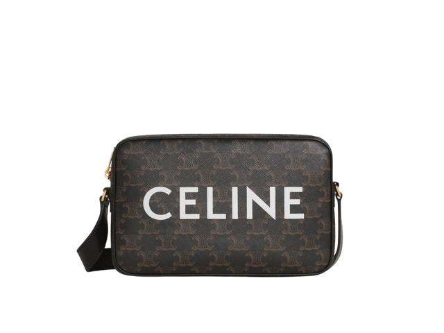 Celine Celine Medium Messenger Bag In Triomphe Canvas With Celine Print Black - view 1