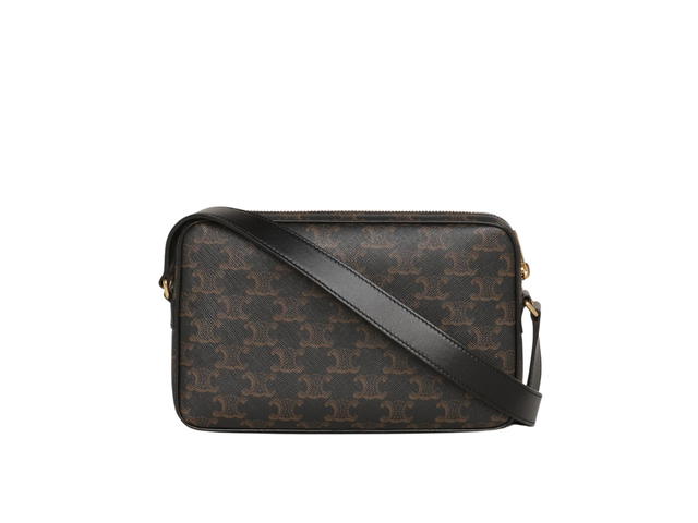 Celine Celine Medium Messenger Bag In Triomphe Canvas With Celine Print Black - view 2