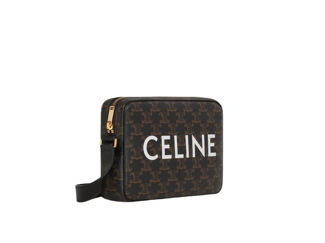 Celine Celine Medium Messenger Bag In Triomphe Canvas With Celine Print Black - view 3