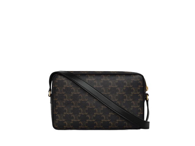 Celine Celine Medium Messenger Bag In Triomphe Canvas With Celine Print-Gold Finishing Hardware Black - view 3