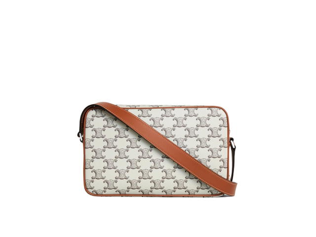 Celine Celine Medium Messenger Bag In Triomphe Canvas With Celine Print With Silver Finishing Tan Ecru - view 2
