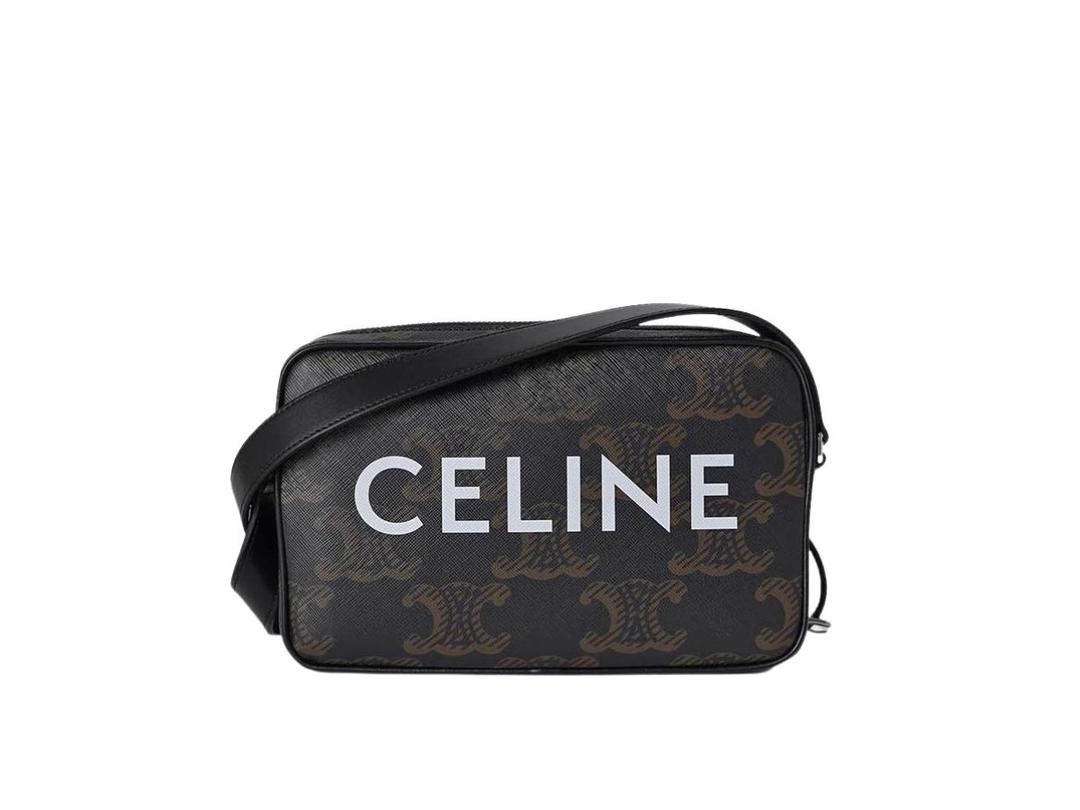 Celine Celine Medium Messenger Bag In Triomphe Canvas XL With Celine Print Black