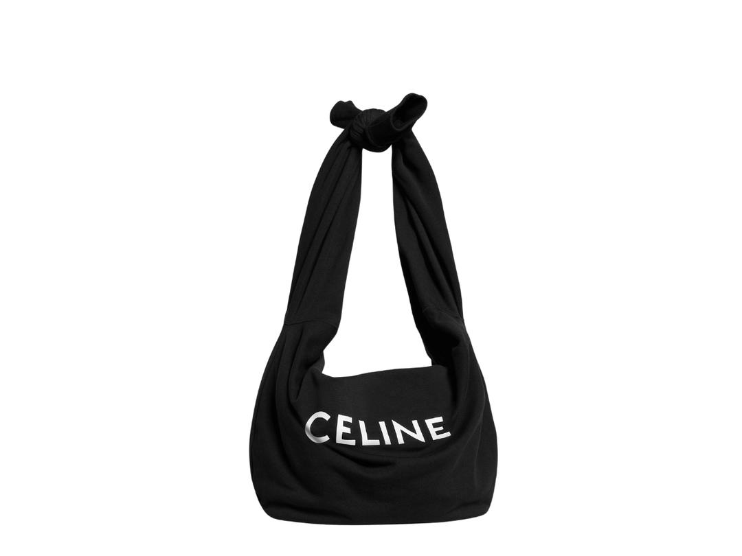 Celine Celine Medium Sweat Celine Bag In Molleton With Celine Print With Silver Finishing Black
