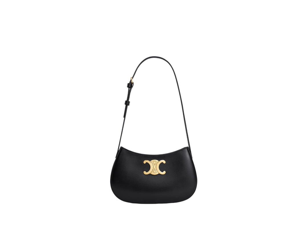 Celine Celine Medium Tilly Bag In Shiny Calfskin With Gold Finishing Hardware Black