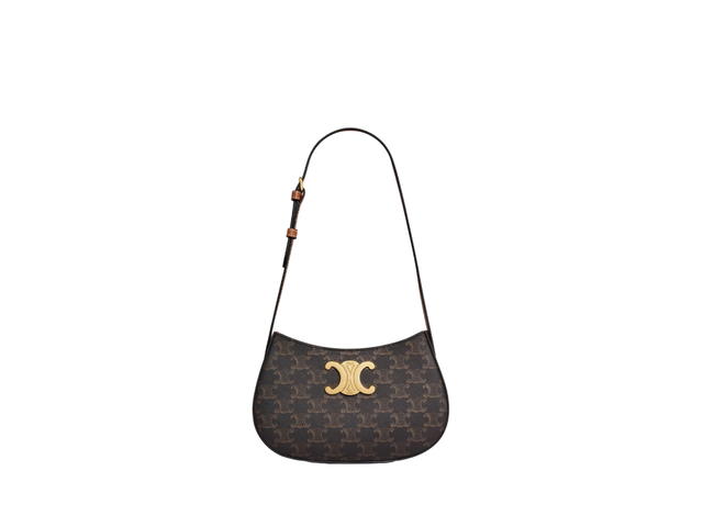 Celine Celine Medium Tilly Bag In Triomphe Canvas And Calfskin Gold Finishing Hardware Tan - view 1