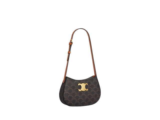 Celine Celine Medium Tilly Bag In Triomphe Canvas And Calfskin Gold Finishing Hardware Tan - view 2