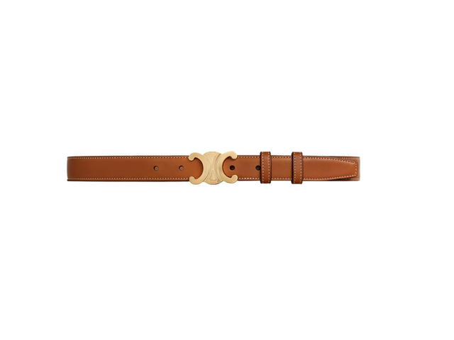 Celine Celine Medium Triomphe Belt 25MM In Natural Calfskin With Gold Finishing Tan - view 1