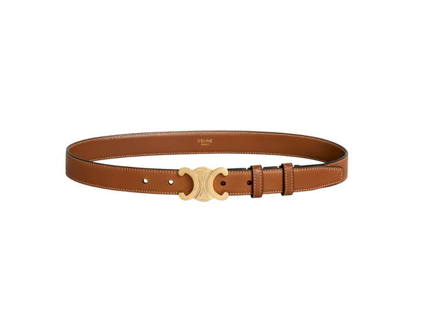 Celine Celine Medium Triomphe Belt 25MM In Natural Calfskin With Gold Finishing Tan - view 2