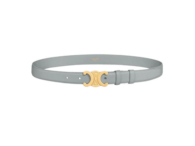 Celine Celine Medium Triomphe Belt In Taurillon Leather With Gold Metal Finishing Hardware Pearl Blue - view 3