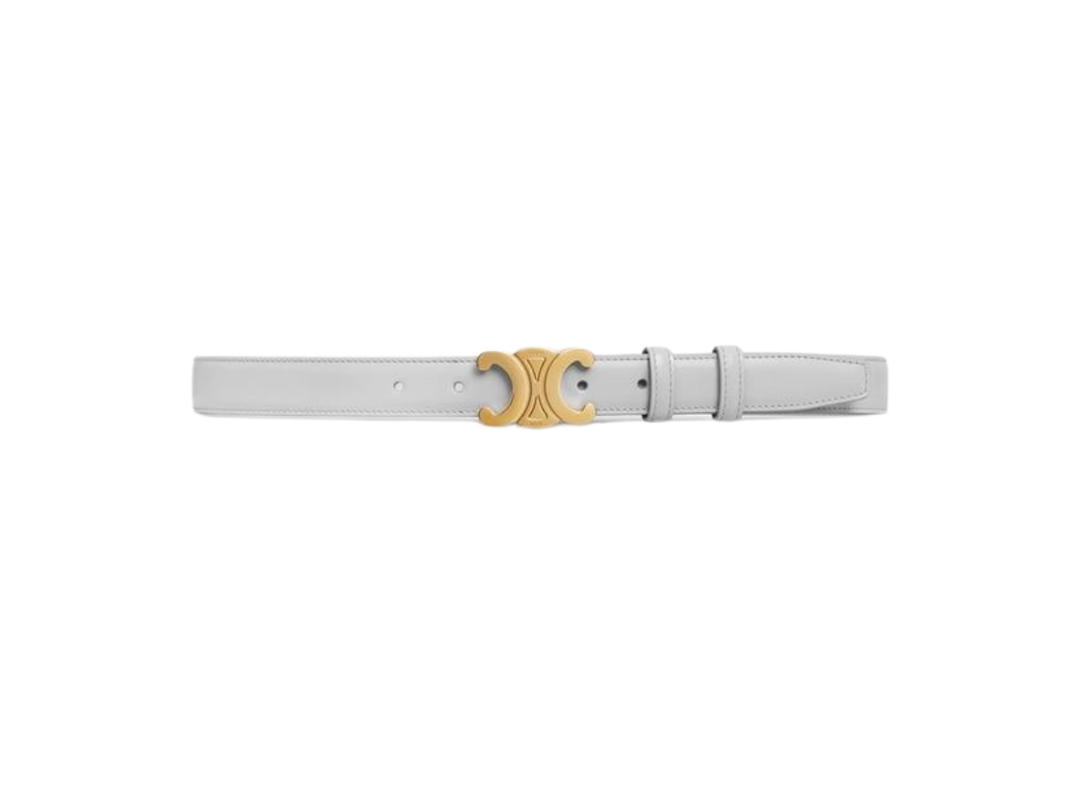 Celine Celine Medium Triomphe Belt In Taurillon Leather With Gold-Toned Hardware Cloudy Grey