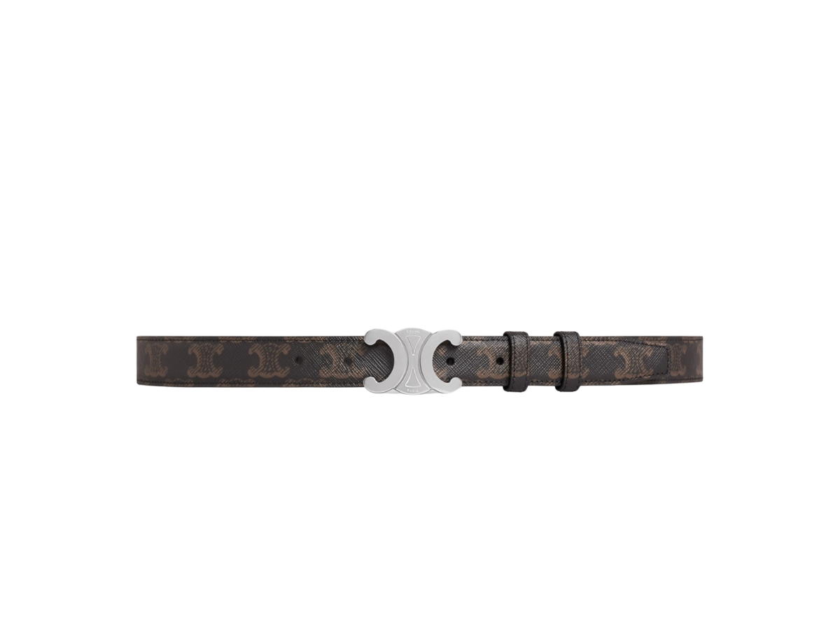 Celine Celine Medium Triomphe Belt 25MM In Triomphe Canvas With Triomphe Buckle Silver Finishing Black