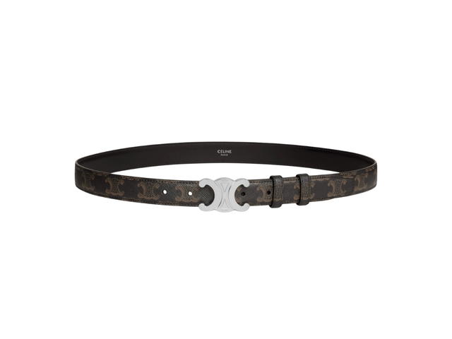 Celine Celine Medium Triomphe Belt 25MM In Triomphe Canvas With Triomphe Buckle Silver Finishing Black - view 2