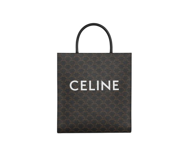 Celine Celine Medium Vertical Cabas In Triomphe Canvas With Celine Print Silver Finishing Black - view 1