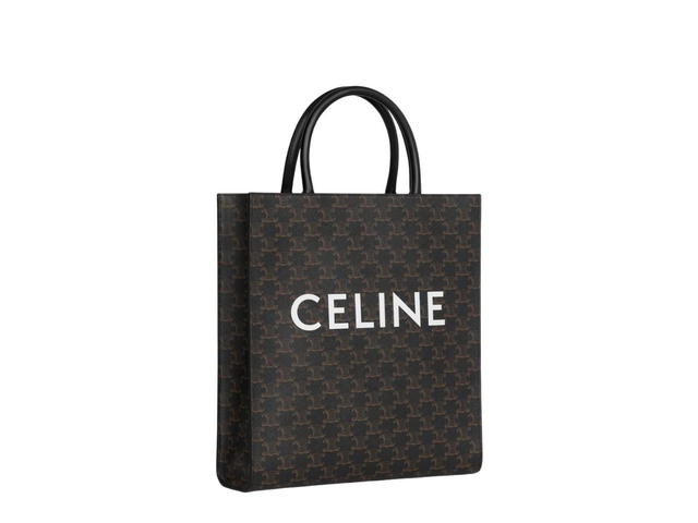 Celine Celine Medium Vertical Cabas In Triomphe Canvas With Celine Print Silver Finishing Black - view 3