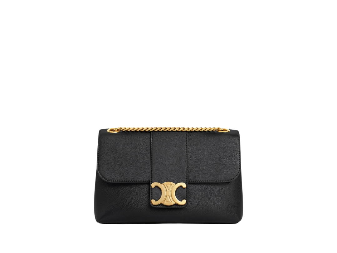 Celine Celine Medium Victoire Bag In Supple Calfskin With Gold Finishing Black