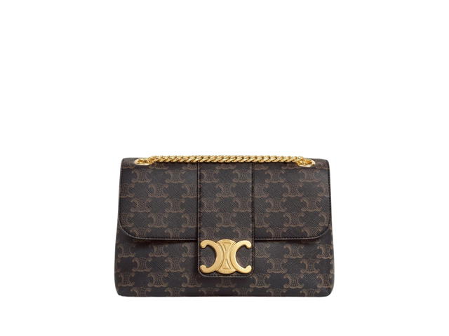 Celine Celine Medium Victoire Bag In Triomphe Canvas With Gold Finishing Tan - view 1