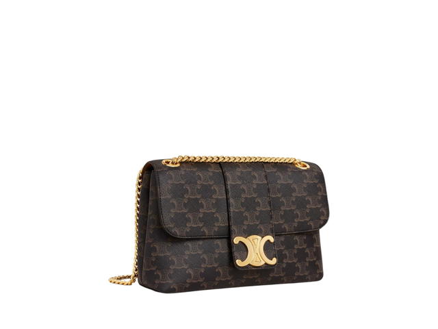 Celine Celine Medium Victoire Bag In Triomphe Canvas With Gold Finishing Tan - view 2