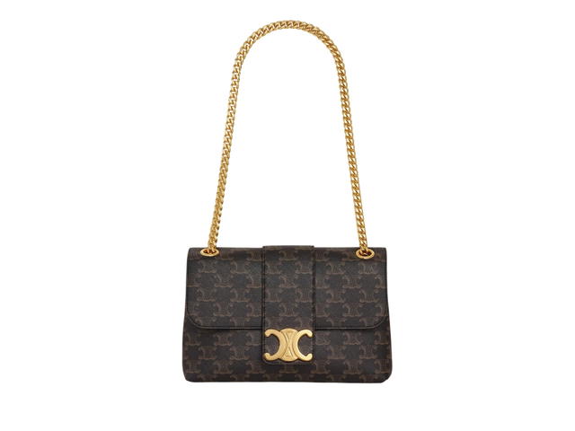 Celine Celine Medium Victoire Bag In Triomphe Canvas With Gold Finishing Tan - view 4