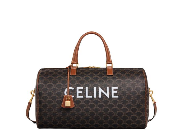 Celine Celine Medium Voyage Bag In Triomphe Canvas With Celine Print Tan - view 1