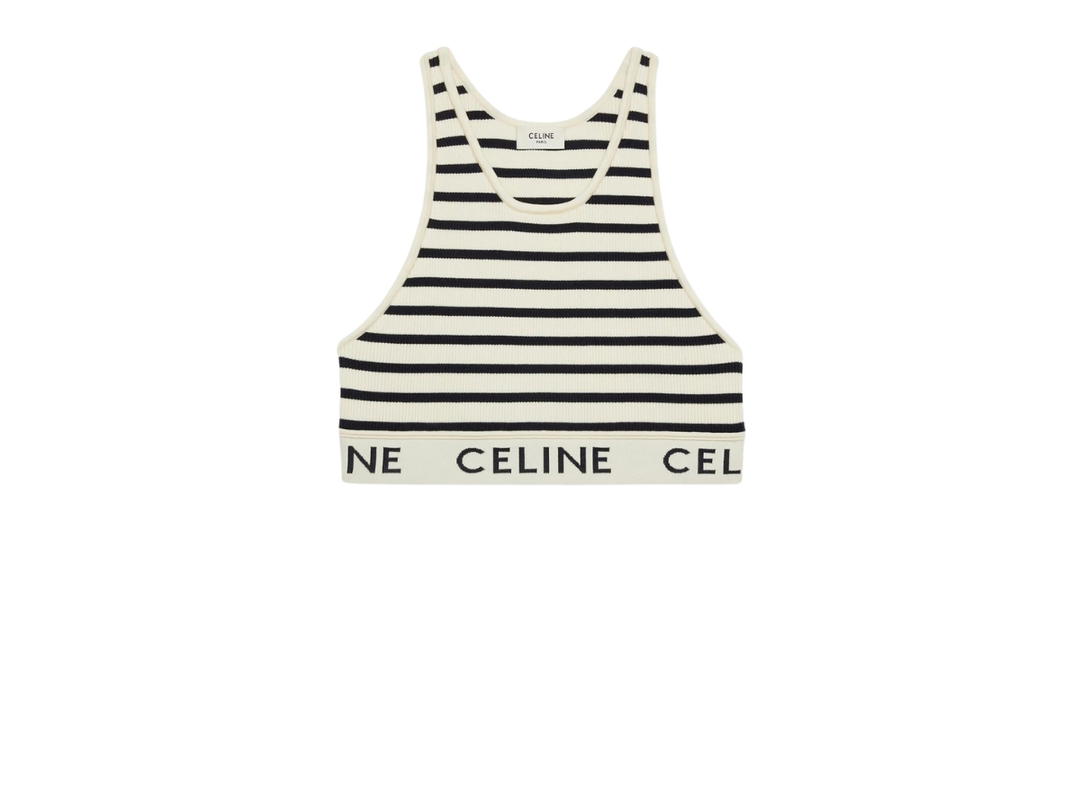 Celine Celine Mesh Sports Bra Cream Navy