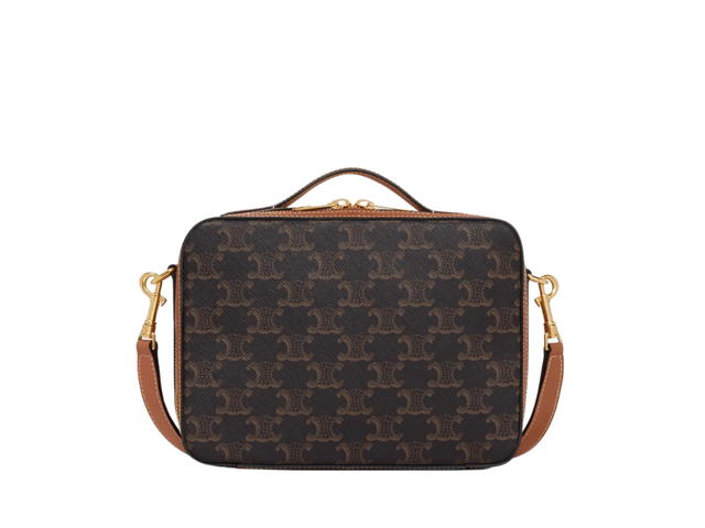 Celine Celine Messenger Box In Triomphe Canvas And Calfskin With Gold Finishing Tan - view 1