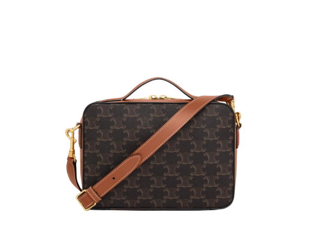 Celine Celine Messenger Box In Triomphe Canvas And Calfskin With Gold Finishing Tan - view 2