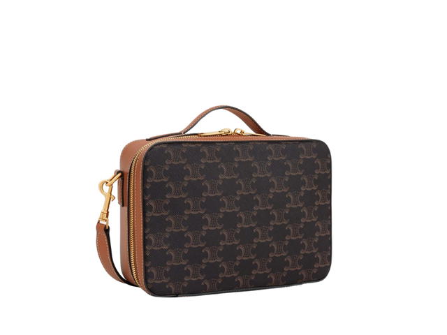Celine Celine Messenger Box In Triomphe Canvas And Calfskin With Gold Finishing Tan - view 3