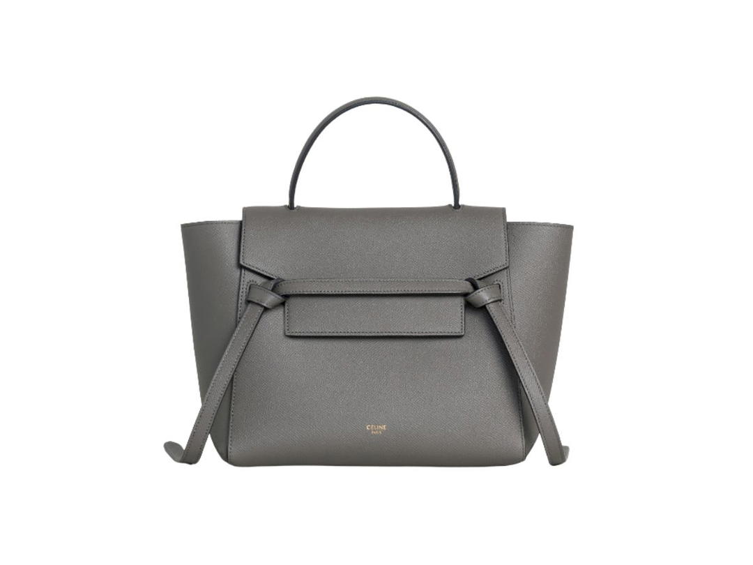 Celine Celine Micro Belt Bag In Grained Calfskin With Gold Finishing Grey