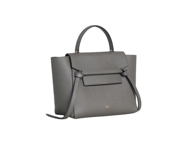 Celine Celine Micro Belt Bag In Grained Calfskin With Gold Finishing Grey - view 2