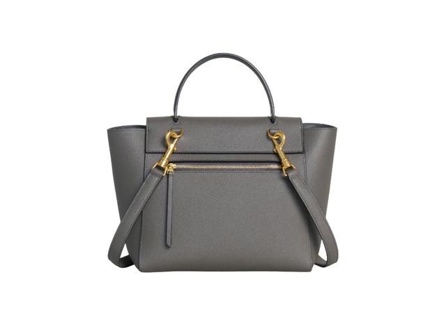 Celine Celine Micro Belt Bag In Grained Calfskin With Gold Finishing Grey - view 3