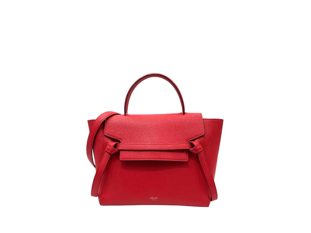 Celine Celine Micro Belt Bag In Grained Calfskin With Palladium Hardware Red