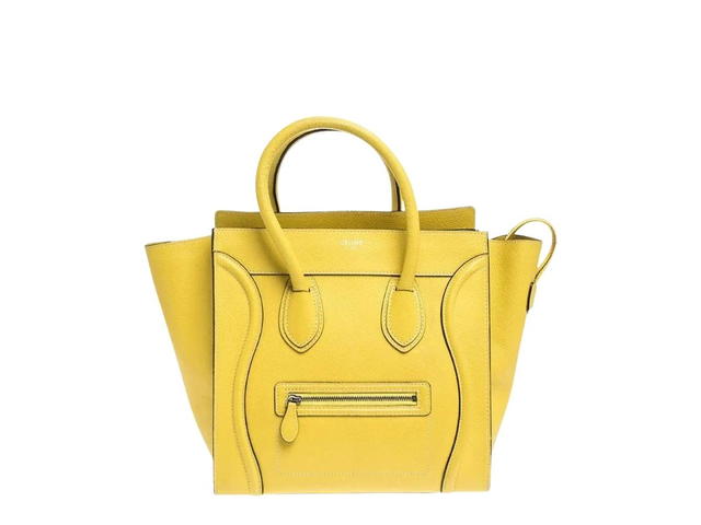 Celine Celine Micro Luggage Handbag In Calfskin And Silver-Tone Hardware Yellow - view 1