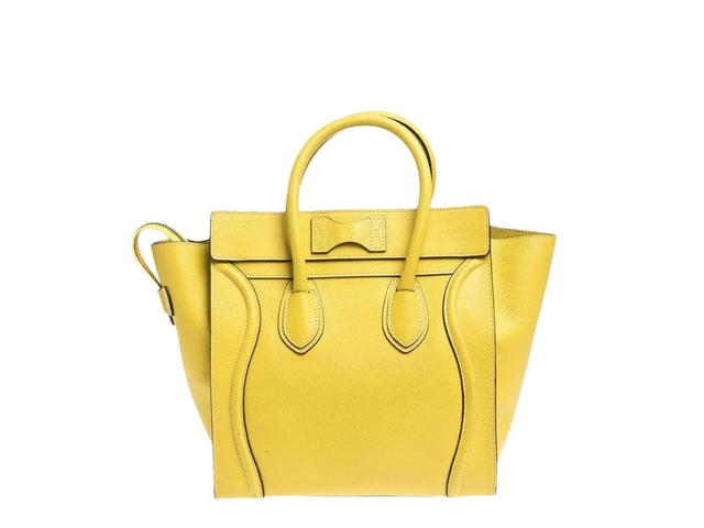 Celine Celine Micro Luggage Handbag In Calfskin And Silver-Tone Hardware Yellow - view 2