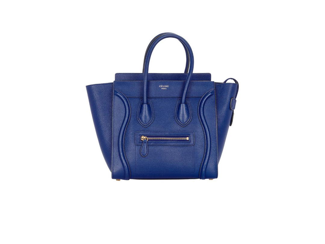 Celine Celine Micro Luggage Handbag In Drummed Calfskin Blue