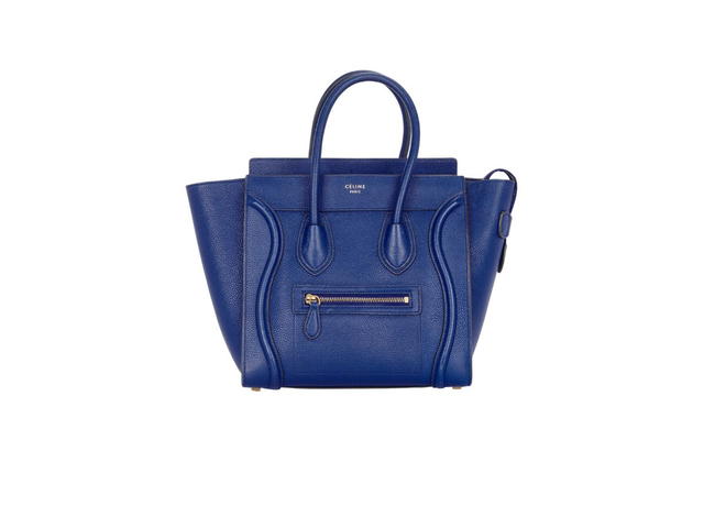 Celine Celine Micro Luggage Handbag In Drummed Calfskin Blue - view 1