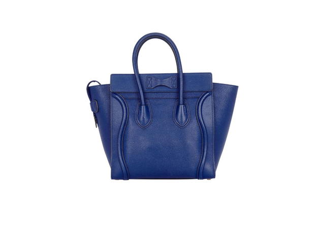 Celine Celine Micro Luggage Handbag In Drummed Calfskin Blue - view 2
