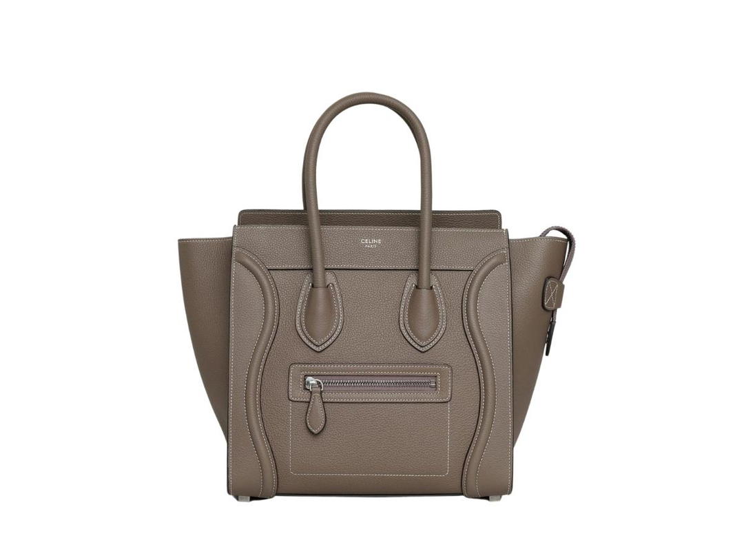 Celine Celine Micro Luggage Handbag In Drummed Calfskin With Gold Finishing Souris