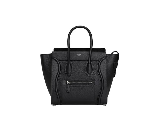Celine Celine Micro Luggage Handbag In Drummed Calfskin With Silver Finishing Black - view 1