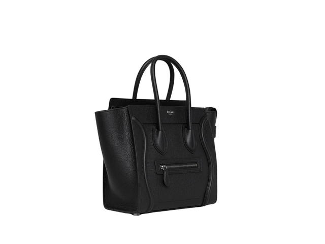 Celine Celine Micro Luggage Handbag In Drummed Calfskin With Silver Finishing Black - view 2