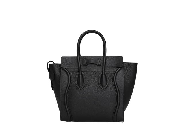 Celine Celine Micro Luggage Handbag In Drummed Calfskin With Silver Finishing Black - view 3