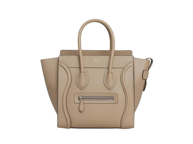 Celine Celine Micro Luggage Handbag In Drummed Calfskin With Silver Finishing Dune - view 1
